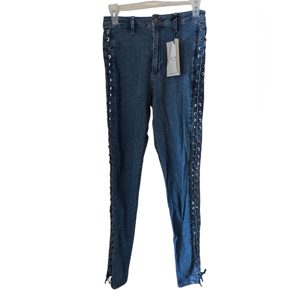 Aphrodite AP Blues Jegging Skinny Jeans with Lace up Side Details - 7